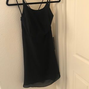NWT - MODA INT’L Black Crepe Lace Back Slip Dress